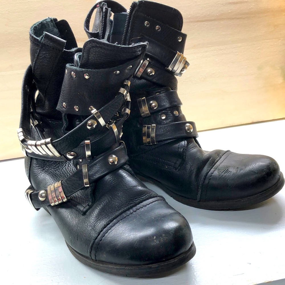 Aldo Leather Black Metal Embellished Boot 9